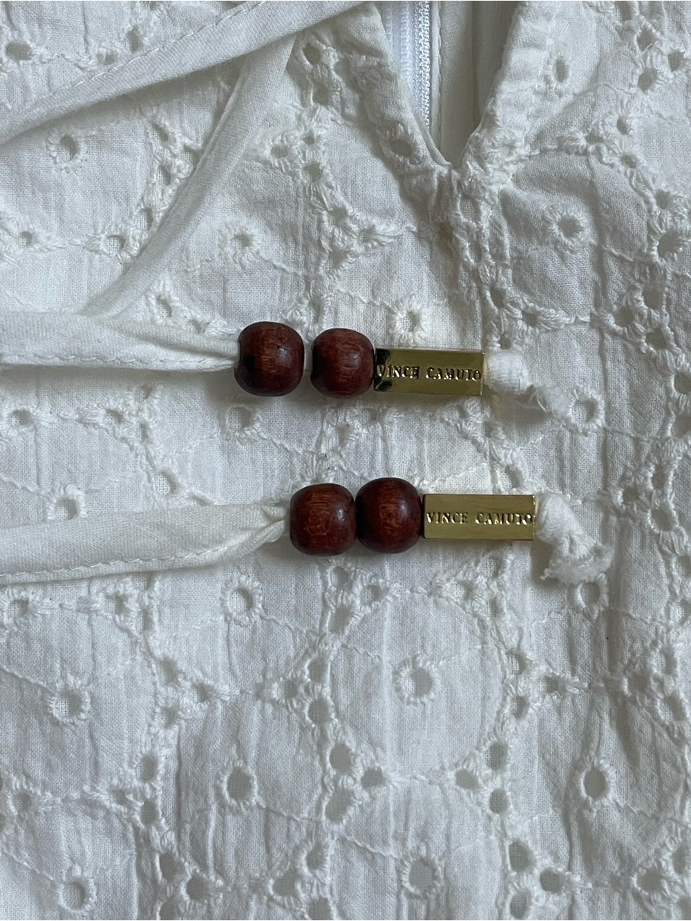 Vince Camuto White Eyelet V-Neck Tiered Dress - Picture 9 of 9